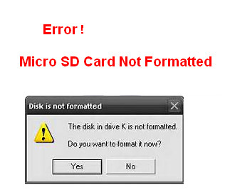 Micro SD card not formatted 1