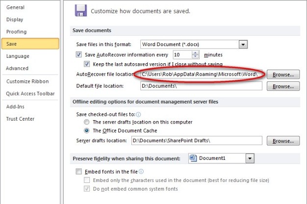 Recover deleted Word document 12