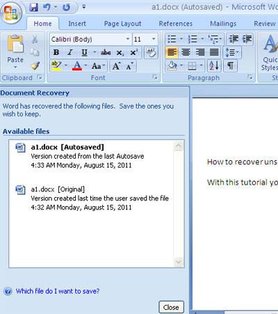 Recover deleted Word document 10
