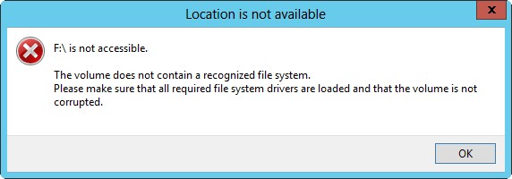 volume does not contain a recognized file system 4