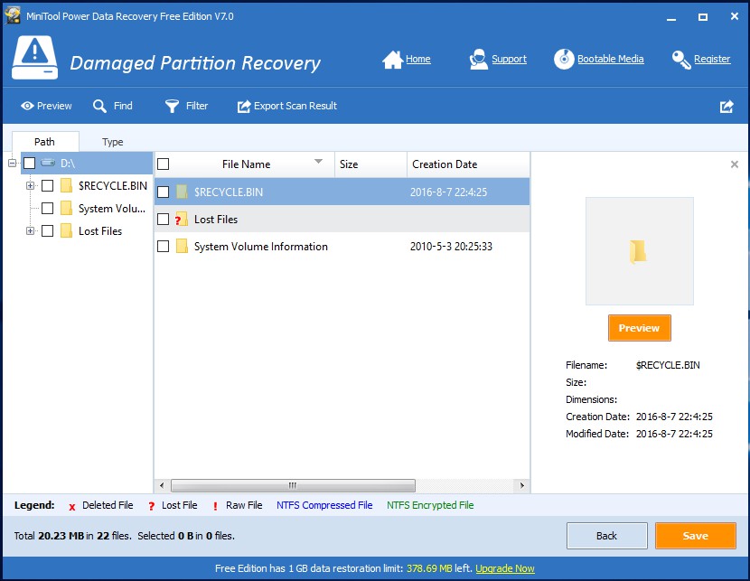 recover damaged partition data