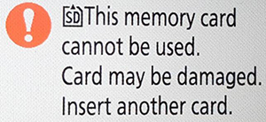 this memory card cannot be used