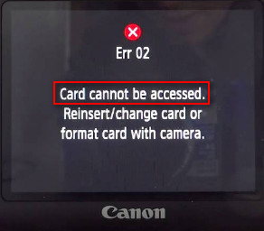 Camera says card cannot be accessed 1