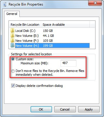 Files too big for recycle bin 8