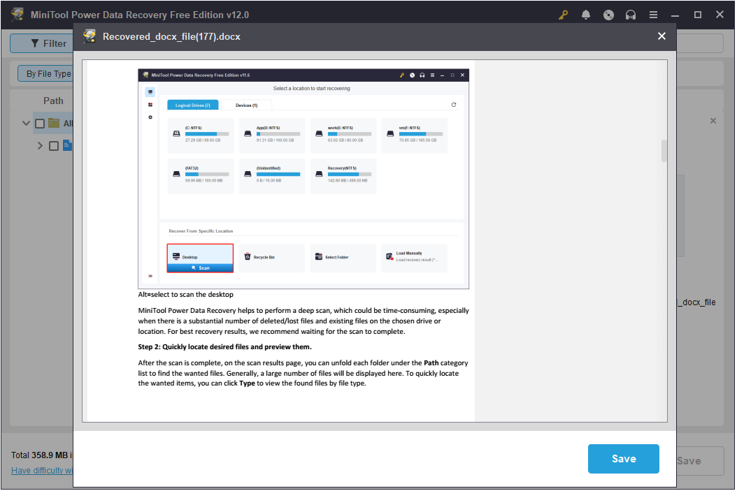 preview the Word document