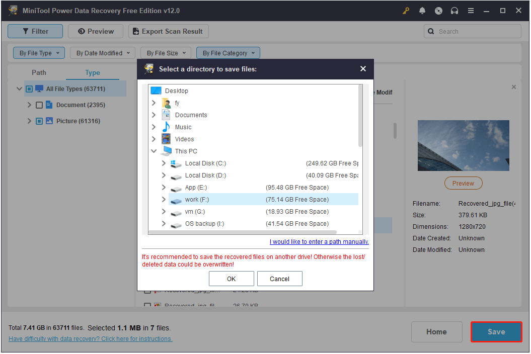 save the files