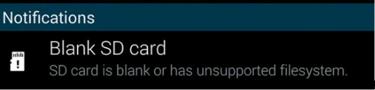 blank SD card error