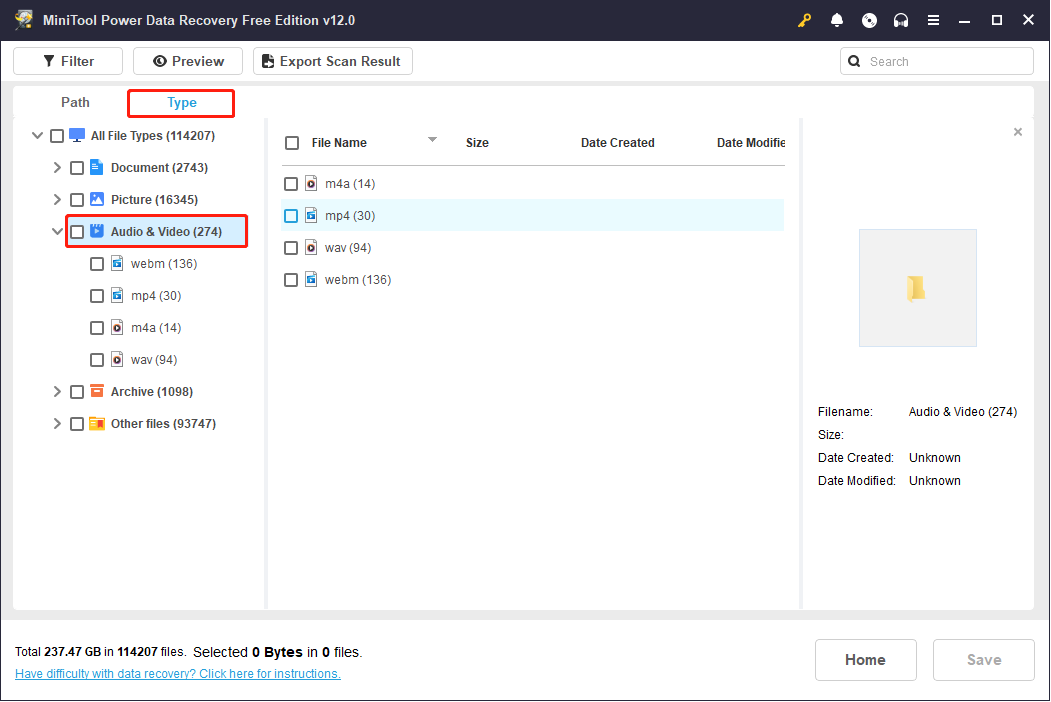 browse the video types