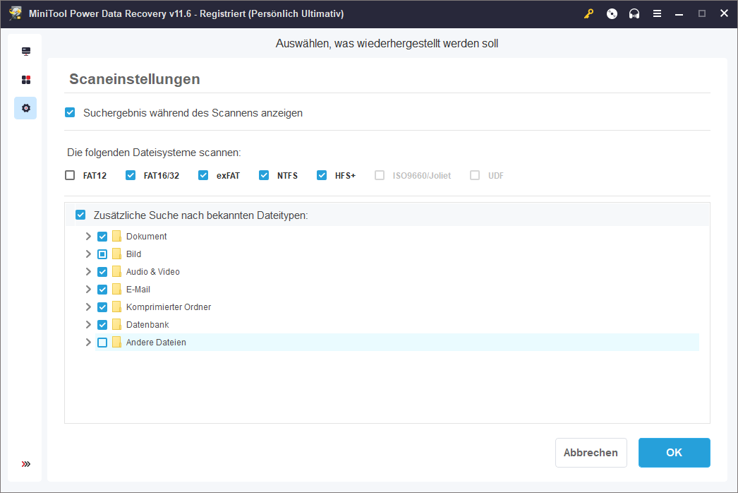 Scaneinstellungen