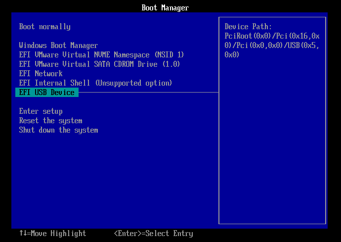 「EFI USB Device」を選択