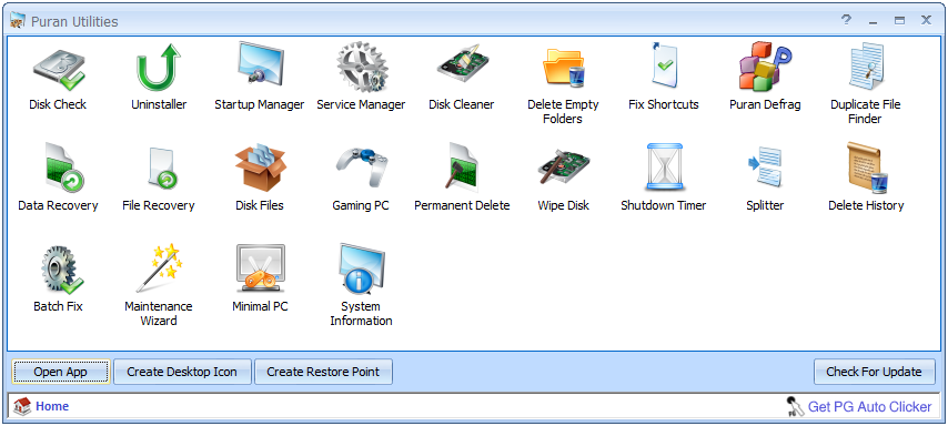 the main interface of Puran Utilities