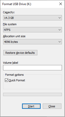 format the damaged partition in File Explorer