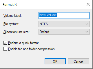 format the partition in Disk Management