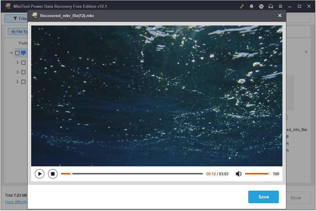 preview the video file in MiniTool Power Data Recovery