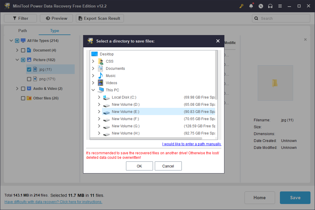 restore files to a new destination