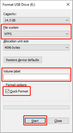 format the USB drive in File Explorer