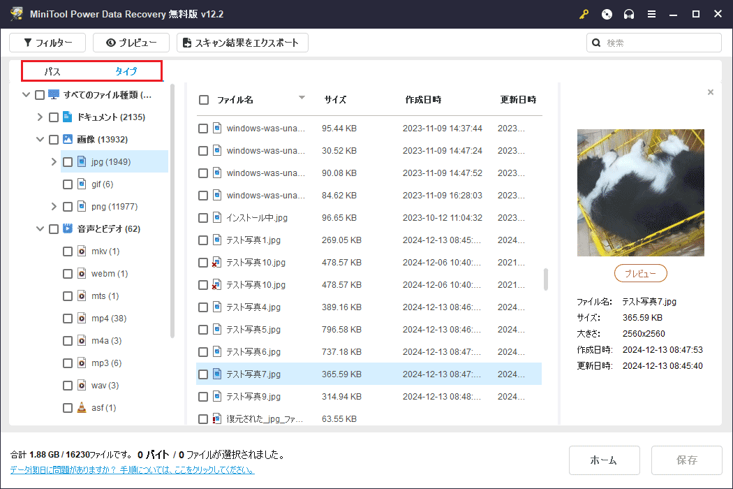 MiniTool Power Data Recoveryのバスとタイプ機能