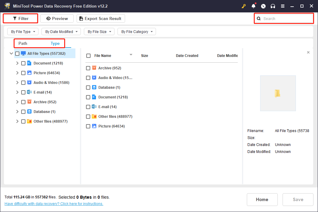 locate files on the result page with multiple features