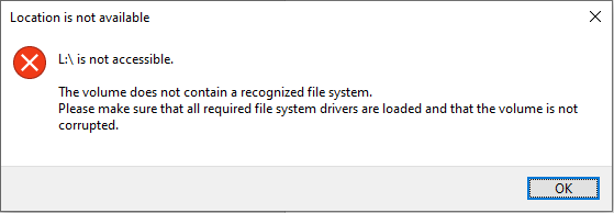 Location is not available error message