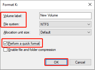format the disk in Disk Management