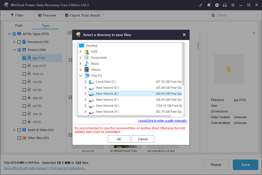 select required files and choose a proper file path for them