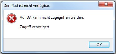 Die Fehlermeldung „Auf D kann nicht zugegriffen werden – Zugriff verweigert“