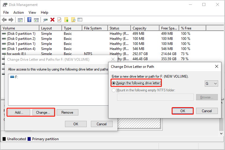 add or change the drive letter