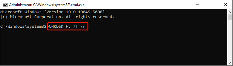run the CHKDSK command line to check file system issues