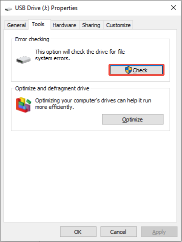 click the Check button