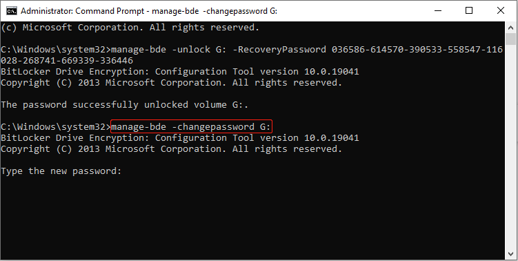 reset the password for the encrypted USB drive