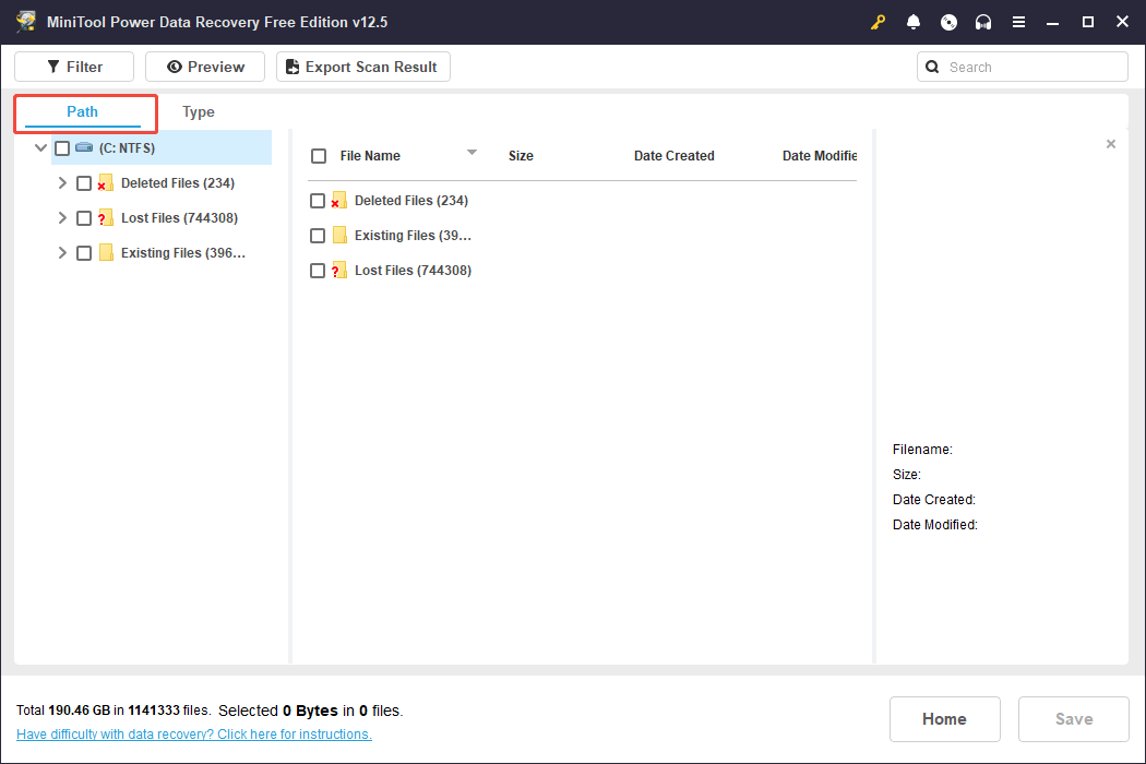 the Path feature in MiniTool Power Data Recovery