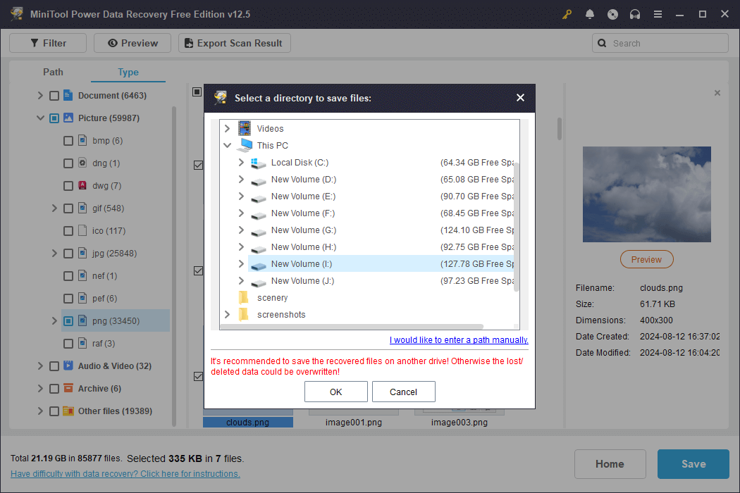 recover files from a Samsung T7 SSD using MiniTool Power Data Recovery