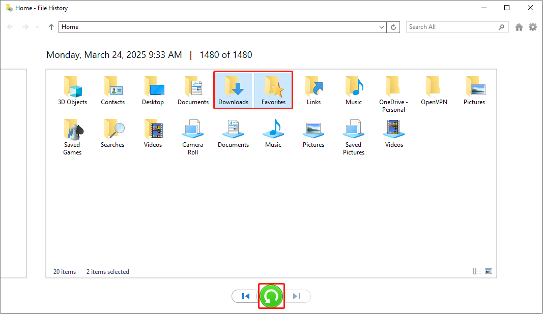 recover deleted files using File History