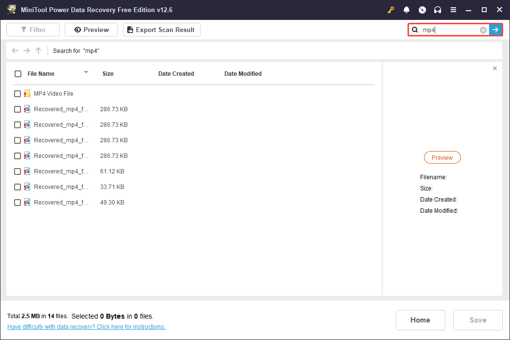 use the Search feature in MiniTool Power Data Recovery