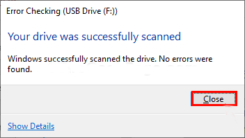 Your drive was successfully scanned