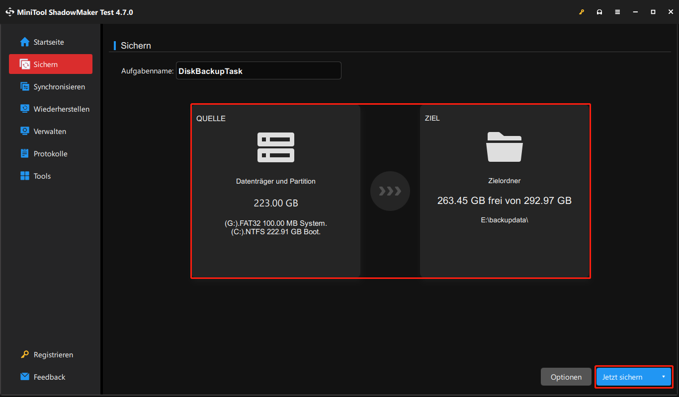 Sichern Sie Dateien in MiniTool ShadowMaker