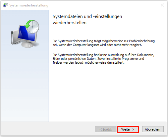 Führen Sie eine Systemwiederherstellung durch