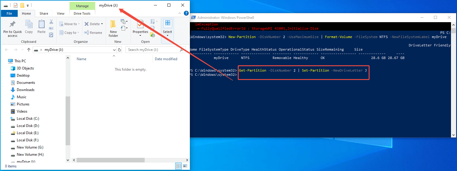 type the command to set a drive letter