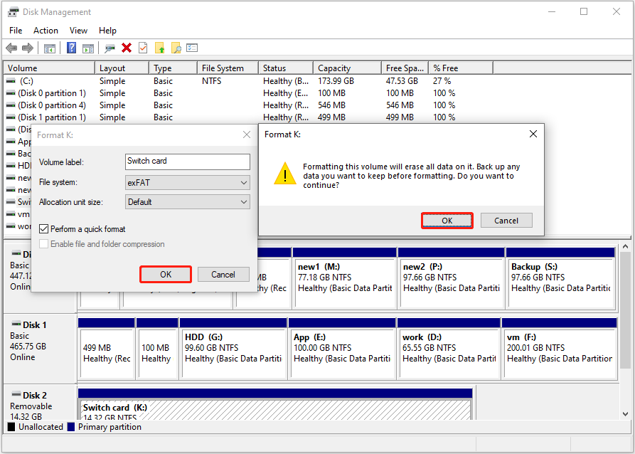 format the microSD card in Disk Management