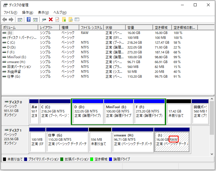 ハードディスクが突然RAWになる