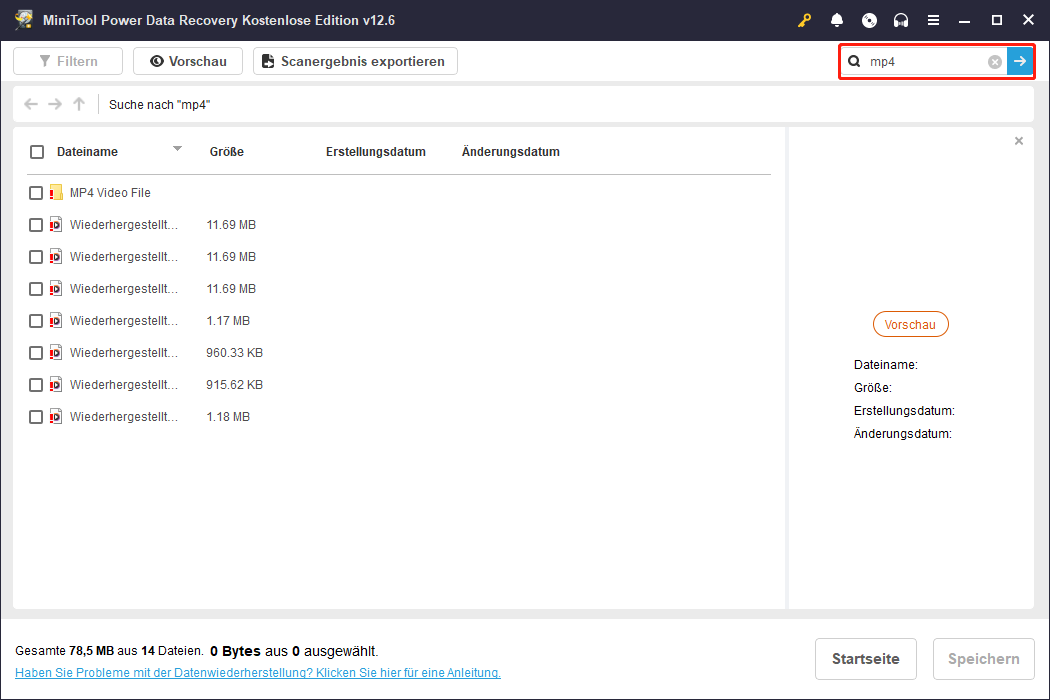 Verwenden Sie die Suchfunktion in MiniTool Power Data Recovery