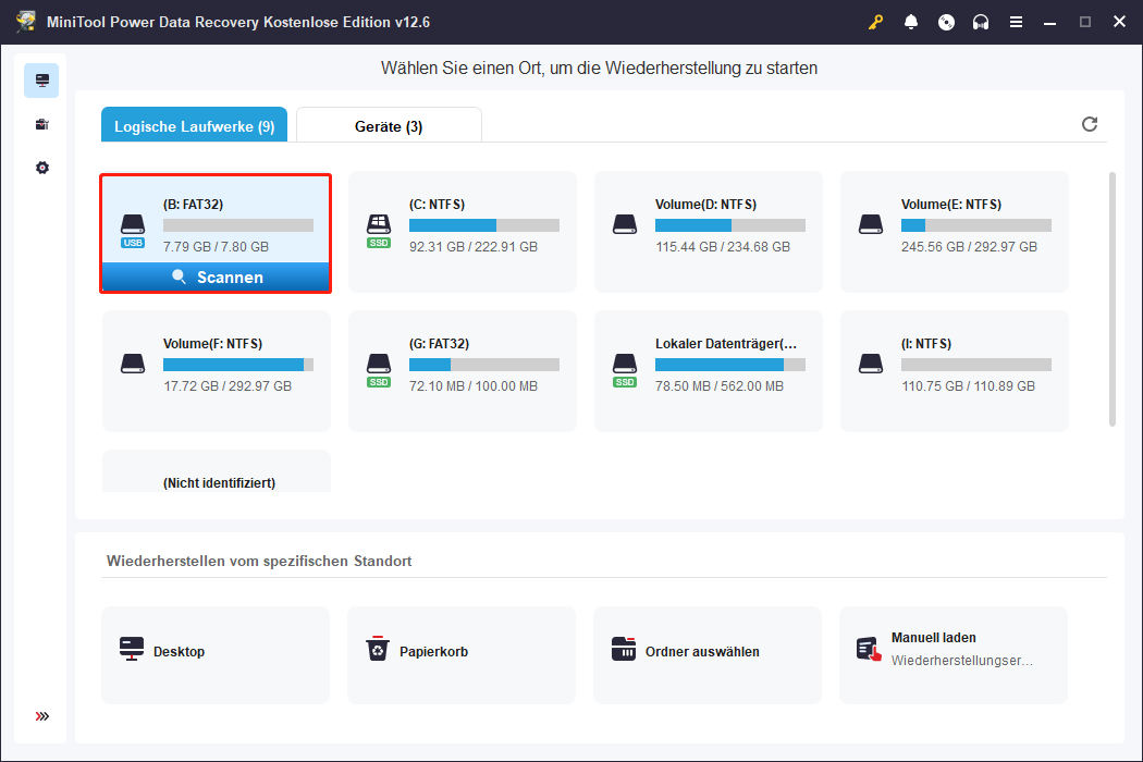 Scannen der SD-Karte des CCTV/DVR über MiniTool Power Data Recovery
