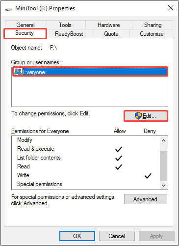click the Edit button