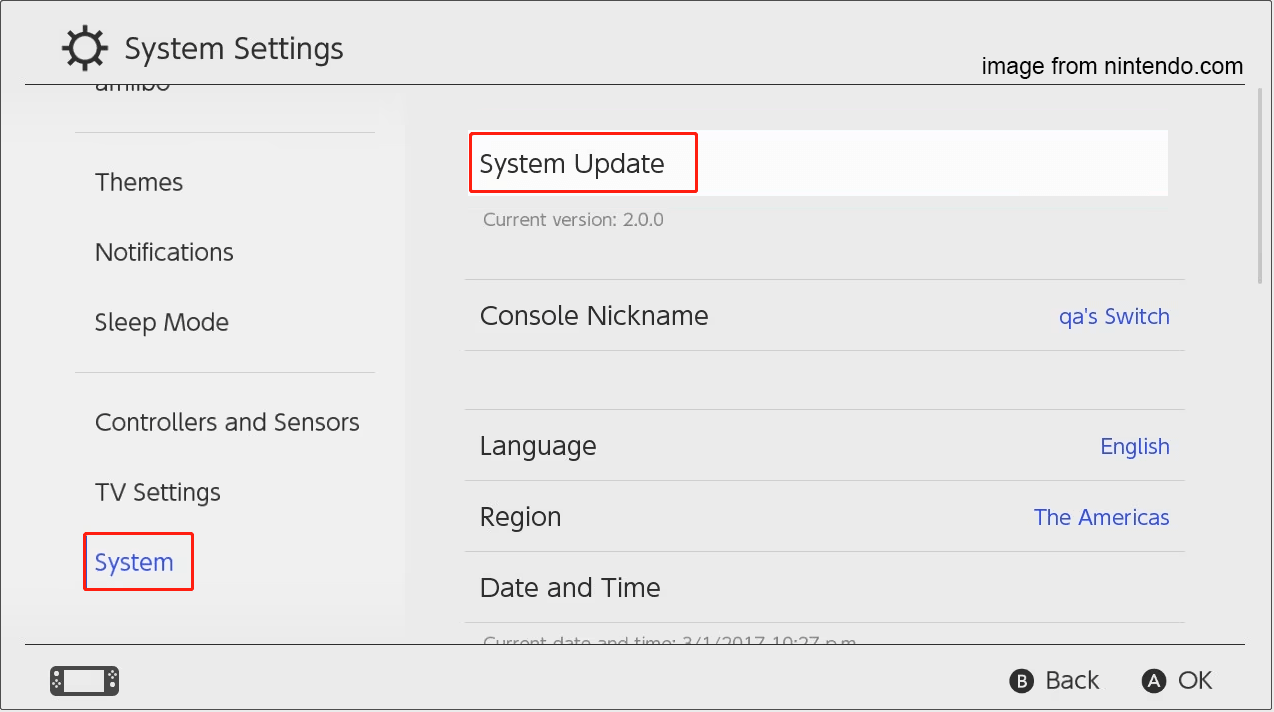 Wählen Sie die Option Systemupdate, um den Aktualisierungsprozess zu starten.