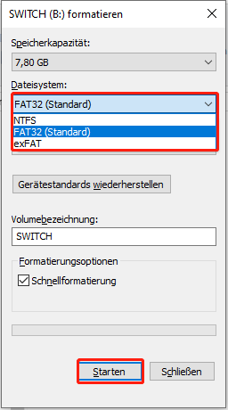 Die Karte im Datei-Explorer formatieren