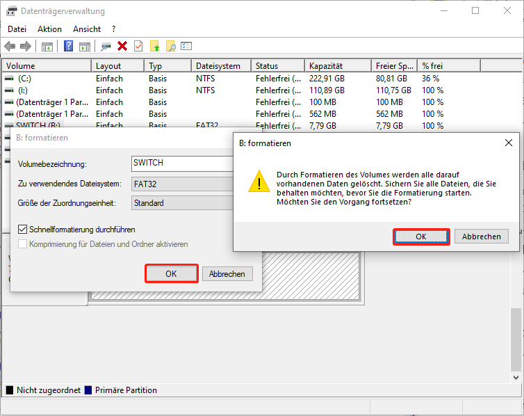 Die microSD-Karte in der Datenträgerverwaltung formatieren