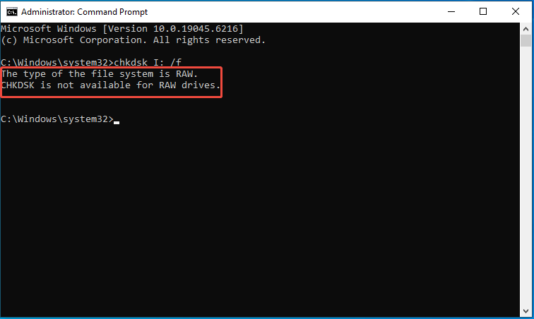 The type of the file system is RAW. CHKDSK is not available for RAW drives