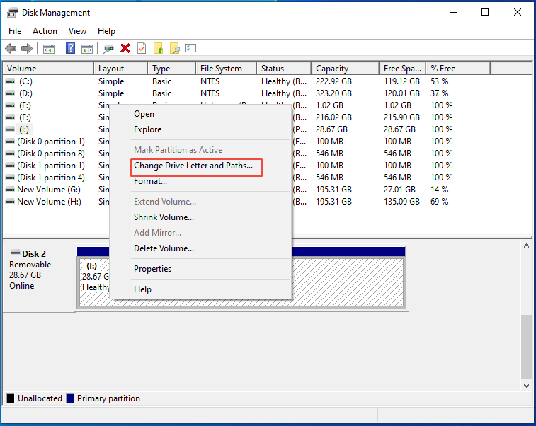 select Change Drive Letter and Paths