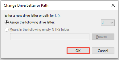 select a drive letter and click OK
