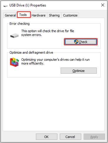 use the Error checking tool on Windows